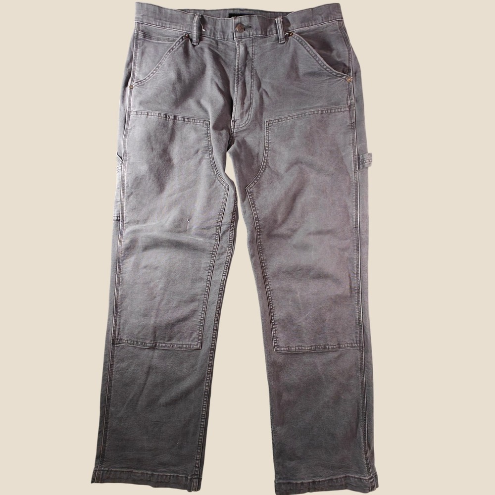 Lucky Brand 181 Relaxed Straight Carpenter Pants Grey 36x32 Double Knee‎ 132626